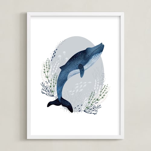 This is a aqua nursery wall art by Oma N. Ramkhelawan called in the deep
