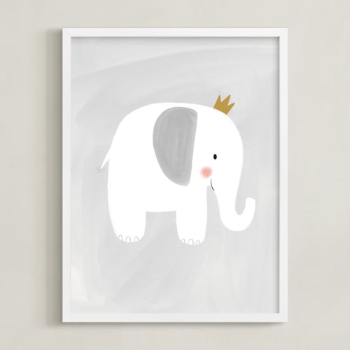This is a soft grey nursery wall art by Patrice Horvath called dream big elephant and giraffe