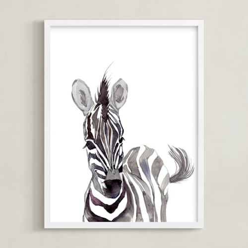This is a zebra black nursery wall art by Jieun K Rasband called baby animal friends: zebra