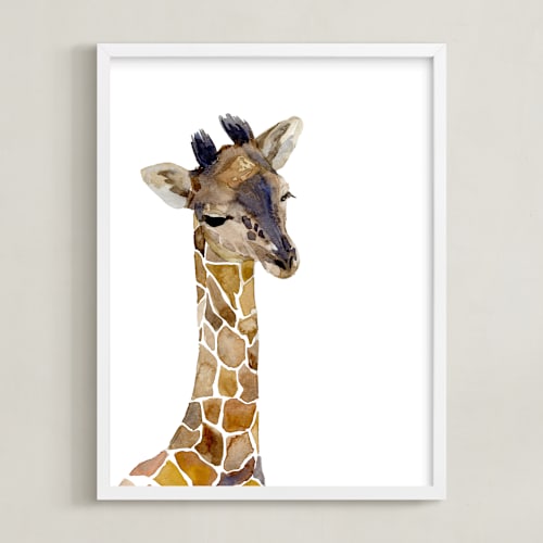 This is a brown giraffe spots nursery wall art by Jieun K Rasband called baby animal friends: giraffe