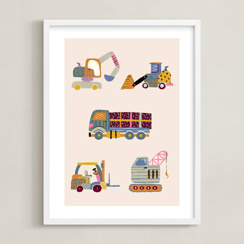 This is a ginger nursery wall art by Kartika Paramita called the truck gang