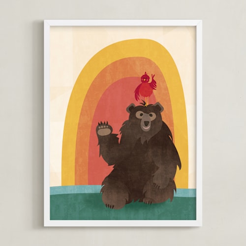 This is a warm rainbow nursery wall art with standard by Kamala Nahas called play day