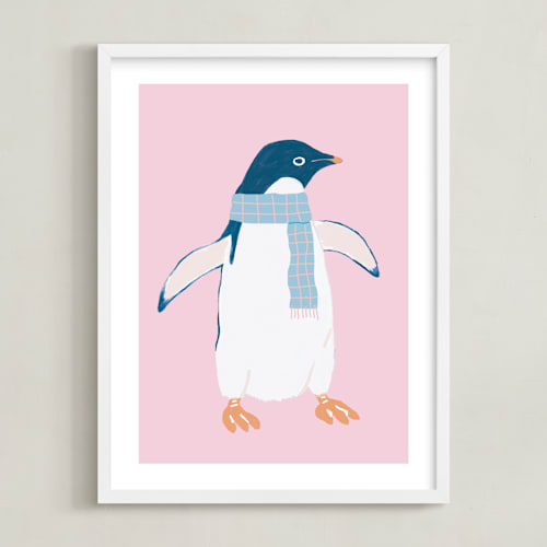 This is a bubblegum nursery wall art by Cass Loh called adélie penguin 
