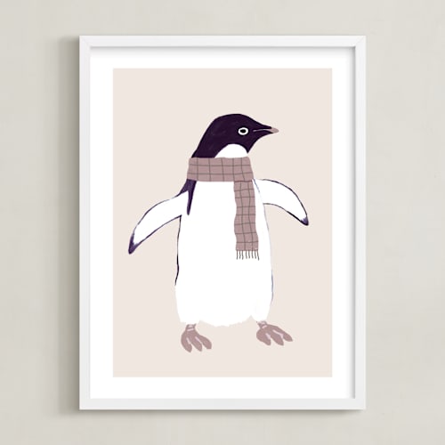 This is a sand nursery wall art by Cass Loh called adélie penguin 