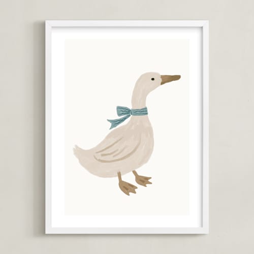 This is a seafoam nursery wall art by Cass Loh called duck with ribbon