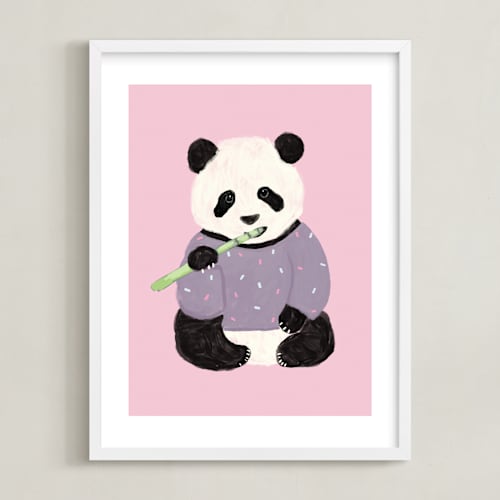 This is a bubblegum nursery wall art by Cass Loh called yum yum bamboo