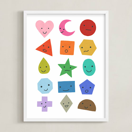 This is a rainbow nursery wall art by Kelly Watkins called rainbow shapes