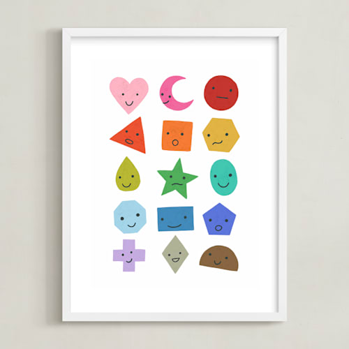 This is a rainbow nursery wall art by Kelly Watkins called rainbow shapes