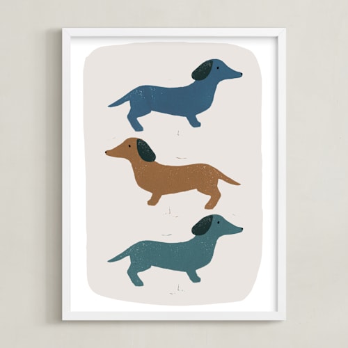 This is a earth nursery wall art by Maja Cunningham called dachshund parade