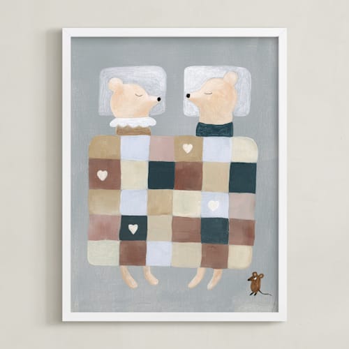 This is a winter grey nursery wall art by Maja Cunningham called not a creature was stirring