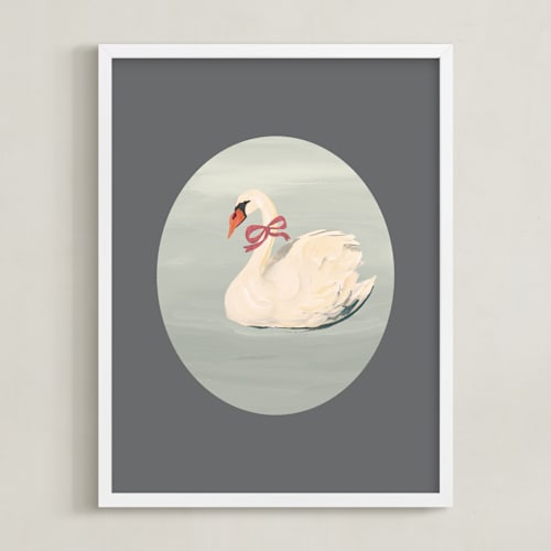 This is a smoke nursery wall art by Teju Reval called dreamy swan