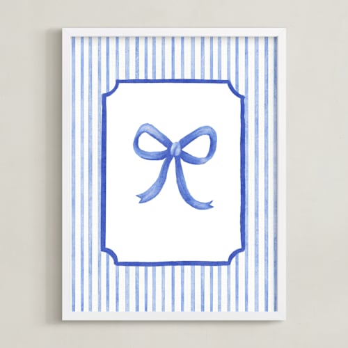 This is a blue nursery wall art by Vivi Furlong called coquette blue bow