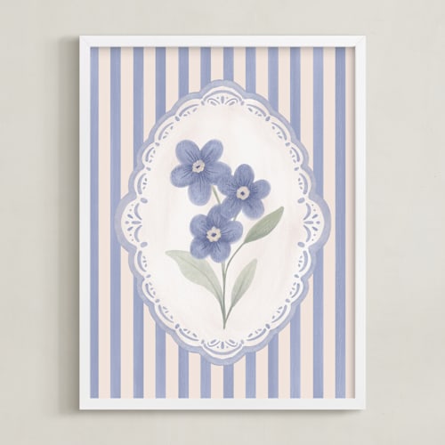 This is a periwinkle nursery wall art by Jenna Holcomb called forget me nots