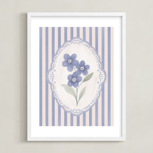 This is a periwinkle nursery wall art by Jenna Holcomb called forget me nots