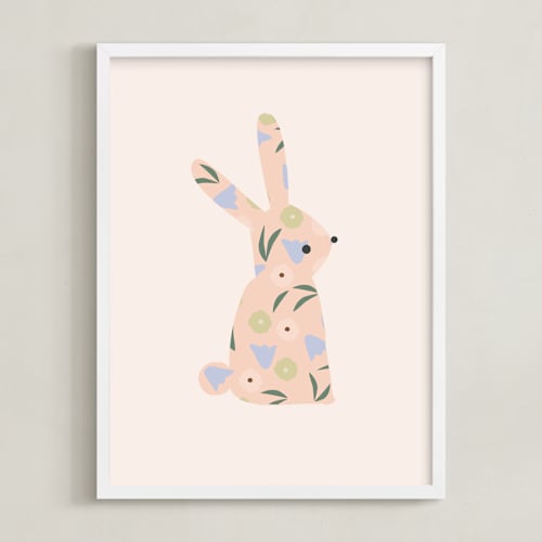 This is a blush nursery wall art with standard by Angela Thompson called sweet bunny