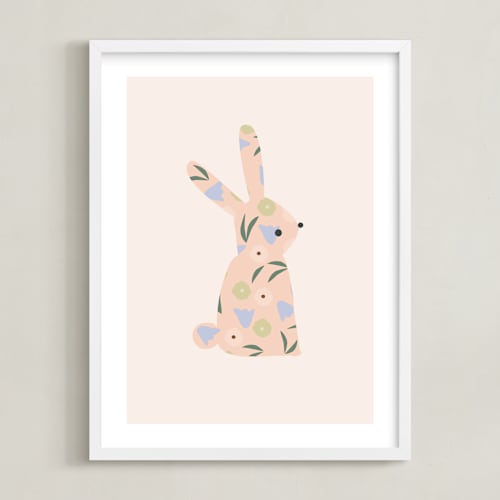 This is a blush nursery wall art with standard by Angela Thompson called sweet bunny