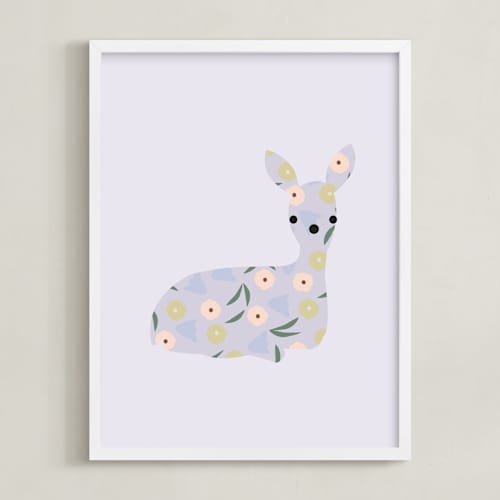 This is a lilac nursery wall art with standard by Angela Thompson called sweet deer