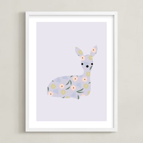 This is a lilac nursery wall art with standard by Angela Thompson called sweet deer