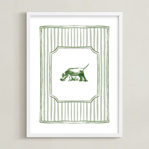 This is a forest green nursery wall art with standard by Madelaine Crocker called puppies at play 1