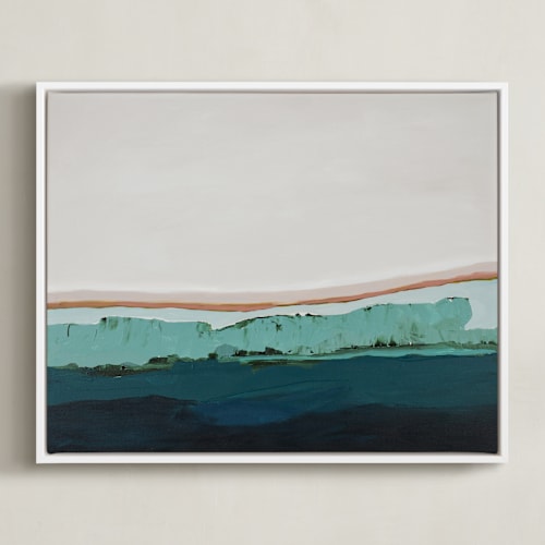 This is a turquoise blue art by Caryn Owen called coastal bluff