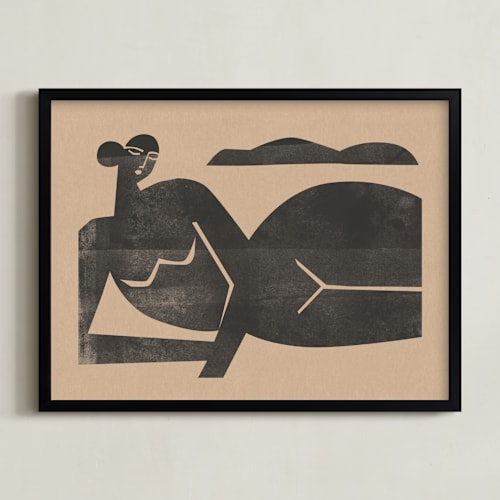 This is a warm light brown art by Roseanne Kenny called woodblock nude