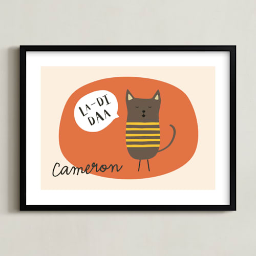 This is a sherbert personalized art for kids by Alston Foster called singing cat