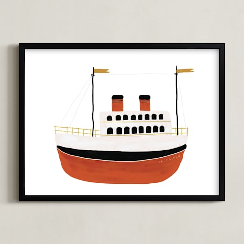 This is a crimson personalized art for kids by Maja Cunningham called schooner ii