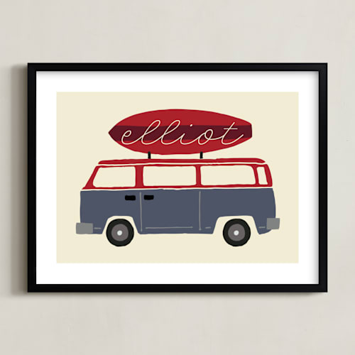 This is a midnight wave personalized art for kids by JeAnna Casper called surfboard