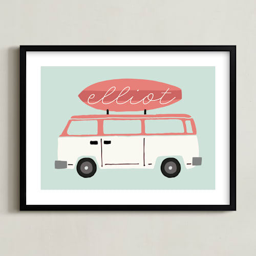 This is a seashell personalized art for kids by JeAnna Casper called surfboard