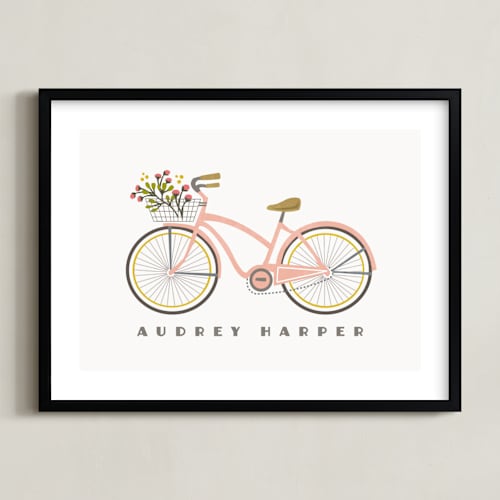 This is a blush personalized art for kids by Karidy Walker called beach cruiser