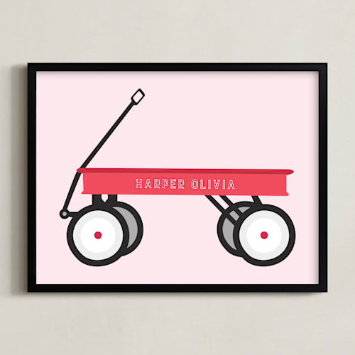 This is a cotton candy personalized art for kids by Alexandra Cohn called little red wagon