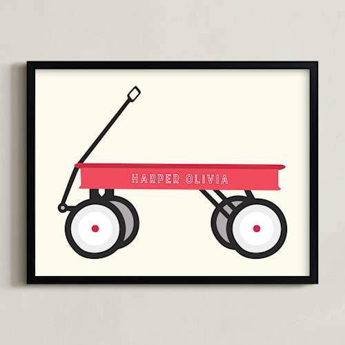 This is a marshmallow personalized art for kids by Alexandra Cohn called little red wagon