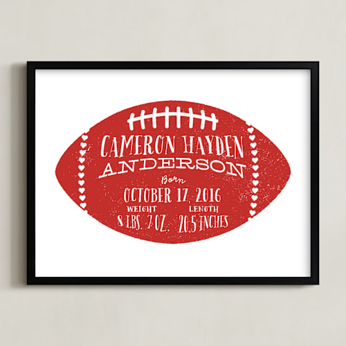This is a fire engine personalized art for kids by Laura Bolter called football stats