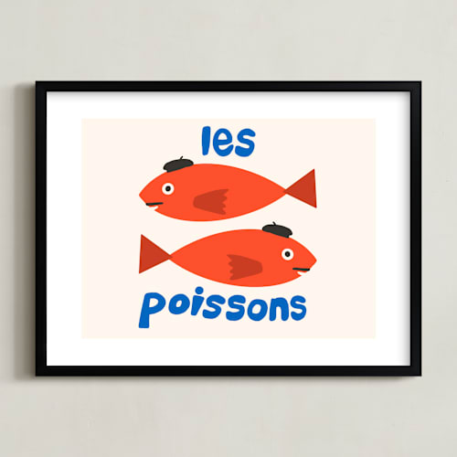 This is a scarlet kids wall art by Morgan Kendall called french fish