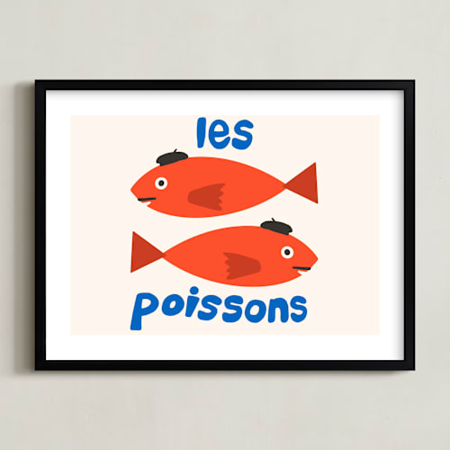 This is a scarlet kids wall art with standard by Morgan Kendall called french fish