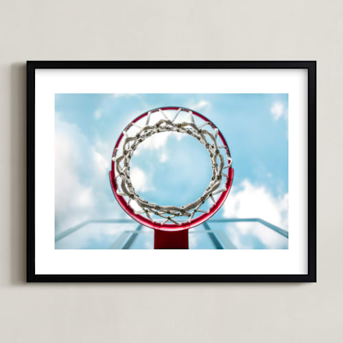 This is a punch blue kids wall art by Keely Norton Owendoff called hoop dreams
