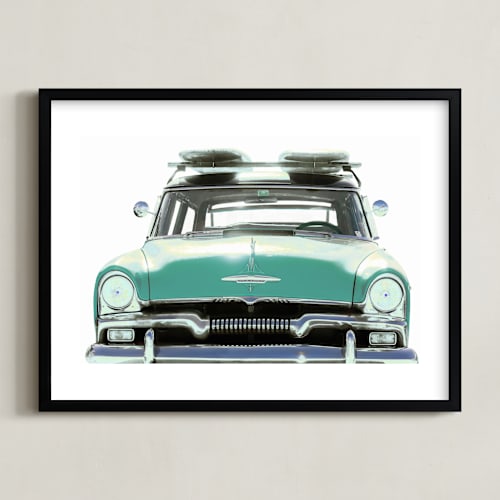 This is a turquoise kids wall art by Carole Crohan - CaroleeXpressions called surfing since 1955