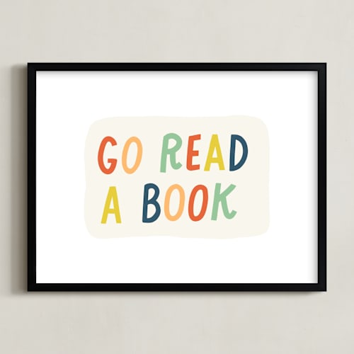 This is a terra cotta kids wall art by Rachel K. Swanson called go read a book