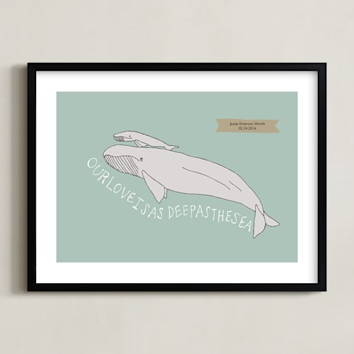 This is a aqua nursery wall art by Annada Hypes called deep as the sea