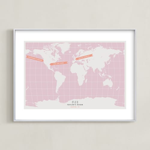This is a pink lavender personalized art for kids by Michelle Roman called you are here