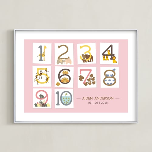 This is a blush nursery wall art by Bella Expressions-Linda Birtel called let's count