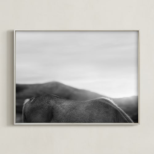 This is a black and white art by Anne Ciotola called horseback