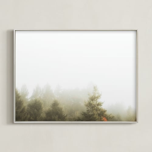 This is a foggy green art by Katie Buckman called foggy autumn forest morning