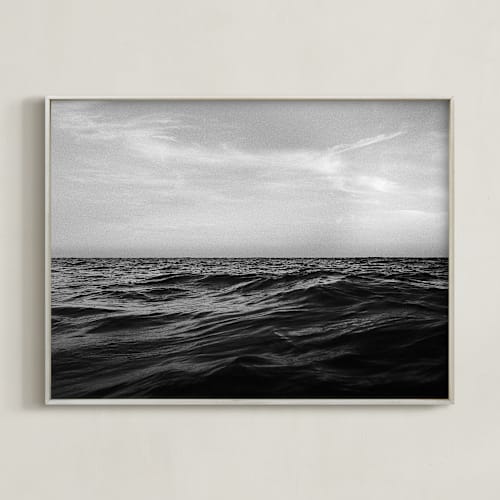 This is a black and white art by Cade Cahalan called lost at sea