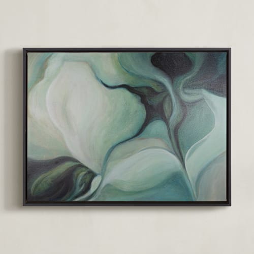 This is a blue-green blossom art by Lenay Hughes called botanica 1