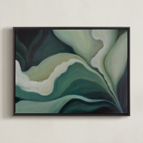 This is a blue-green blossom art with standard by Lenay Hughes called botanica 2