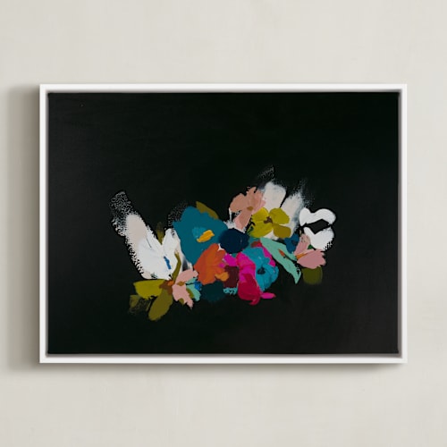 This is a black art by Caryn Owen called abstract botanical bouquet
