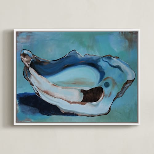 This is a peacock blue art by Christa Wall called oyster blues