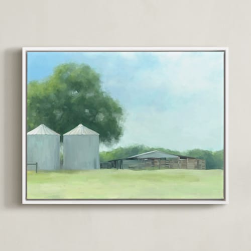 This is a sky blue art by Amy Hall called two silos