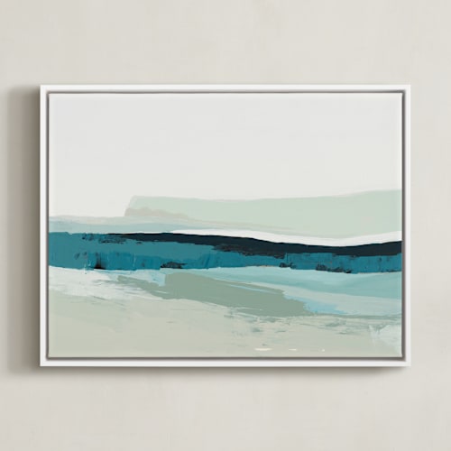 This is a deep turquoise blue art by Caryn Owen called foggy seascape